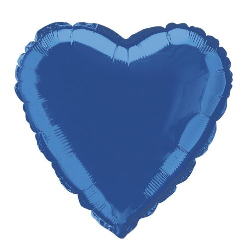 45m Royal Blue Heart Foil Balloon Packaged