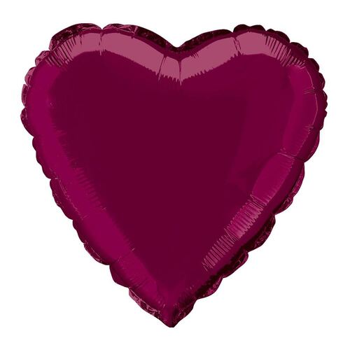 45m Burgundy Heart  Foil Balloon Packaged