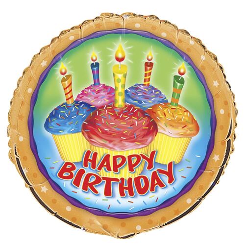45cm Cupcake Birthday  Foil Balloon Packaged