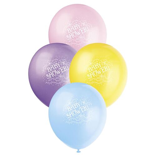 30cm Baby Shower Printed Balloons 6 Pack
