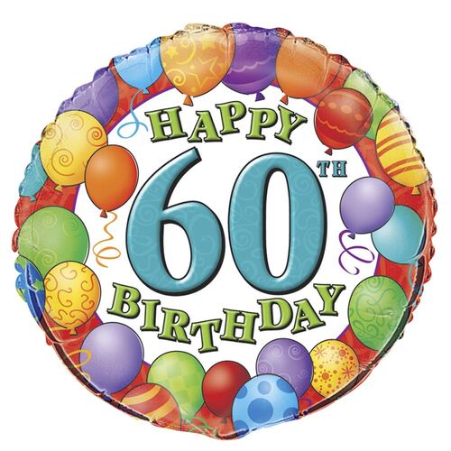 45cm 60th Birthday Balloons Foil Balloon Packaged