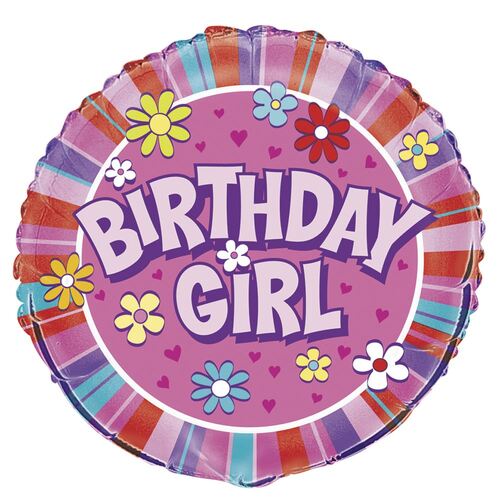 45cm Birthday Girl  Foil Balloon Packaged