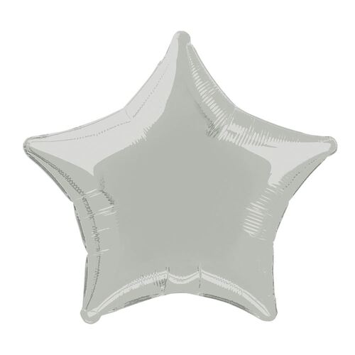 50cm Silver Star Foil Balloon Packaged