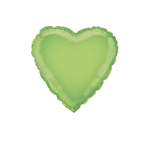 45m Lime Green Heart  Foil Balloon Packaged