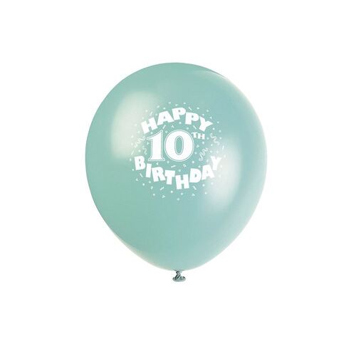 30cm 10th Birthday Printed Balloons 6 Pack