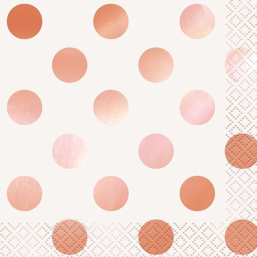 Rose Gold Foil Dots Luncheon Napkins 2ply 16 Pack