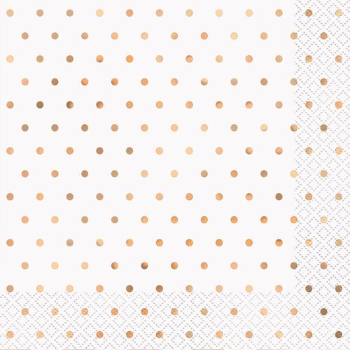 Rose Gold Foil Dots Luncheon Napkins 2ply 16 Pack