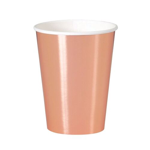 Rose Gold Foil Paper Cups 355ml 8 Pack