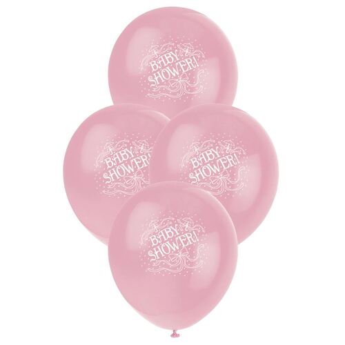 30cm Baby Shower - Pink Printed Balloons 6 Pack