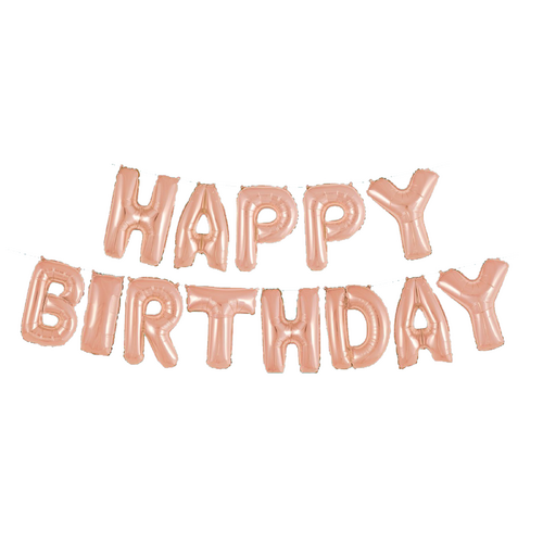 Happy Birthday Rose Gold Foil Letter Balloon Kit 35.5cm
