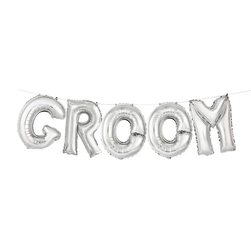 Groom Silver Foil Letter Balloon Kit 35.5cm