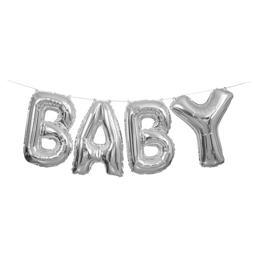 Baby Silver Foil Letter Balloon Kit 35.5cm