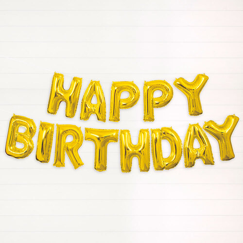 Happy Birthday Gold Foil Letter Balloon Kit 35.5cm