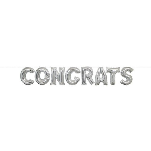 Congrats Silver Foil Letter Balloon Kit 35.5cm