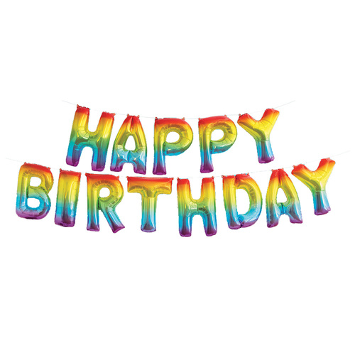 Happy Birthday Rainbow Foil Letter Balloon Kit 35.5cm