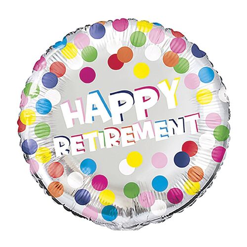 45cm Colourful Dot Happy Retirement Foil Balloon