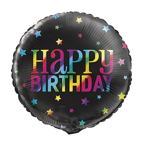 45cm Rainbow Happy Birthday Foil Balloon Packaged