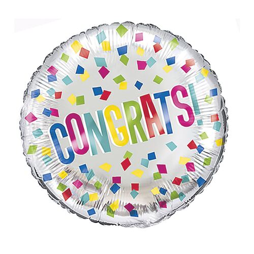 45cm Colourful Congrats Foil Balloon Packaged