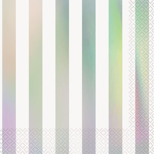 Iridescent Foil stripe Luncheon Napkins 2ply 16 Pack