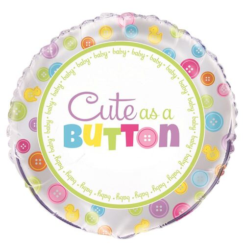 45cm Cute As A Button  Foil Balloon Packaged