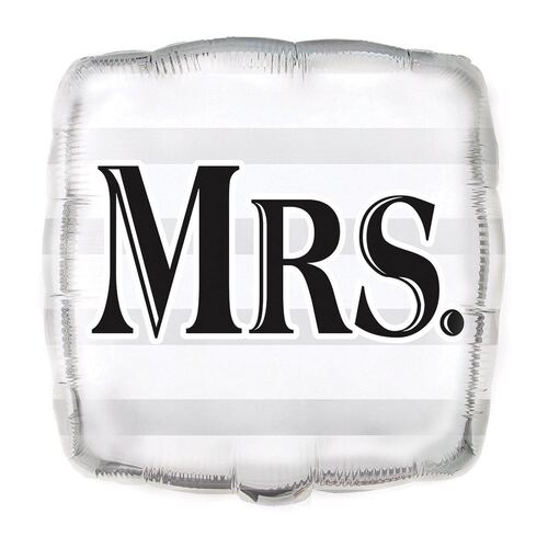 45cm Wedding Mrs Square  Foil Balloon Packaged