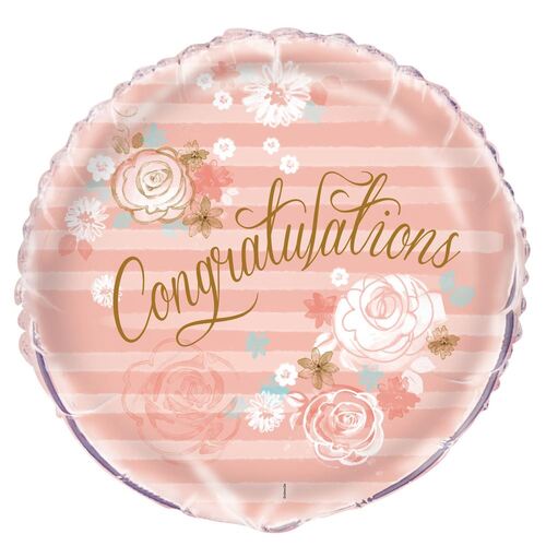45cm Floral Congratulations  Foil Balloon Packaged