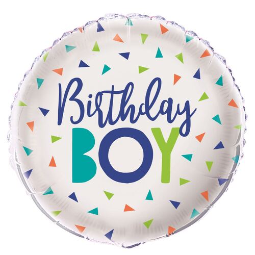 45cm Confetti Birthday Boy Foil Balloon 