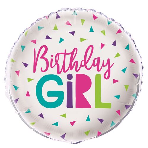 45cm Confetti Birthday Girl Foil Balloon 