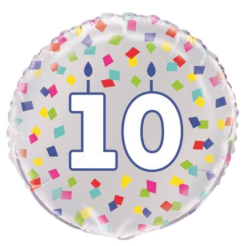 45cm Rainbow 10 Confetti Foil Balloon 