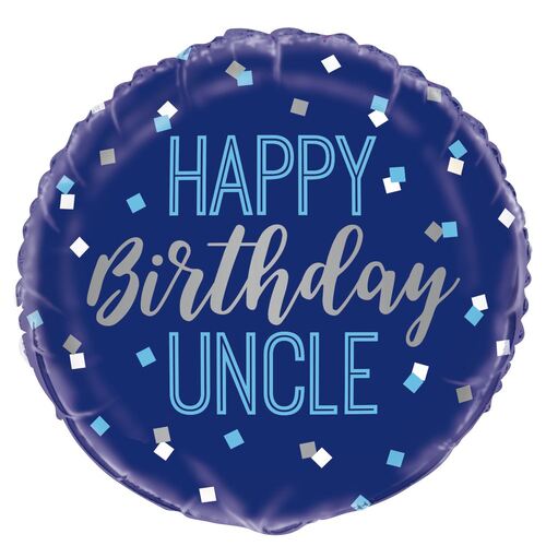 45 cmBlue Happy Birthday Uncle 45cm Foil Balloon Packaged