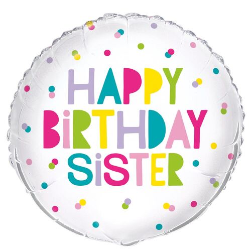 45cm Happy Bday Sister Foil Balloon Packaged