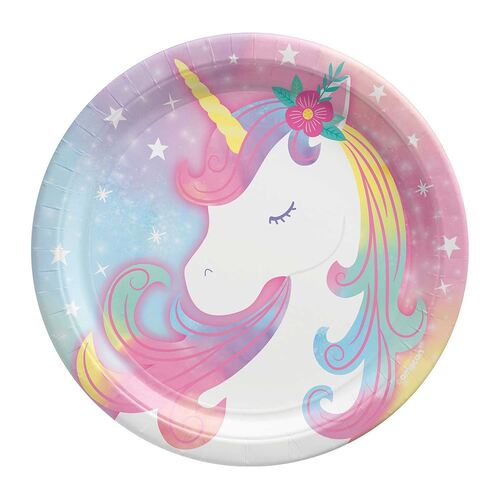 Enchanted Unicorn Round Paper Plates 17cm 8 Pack