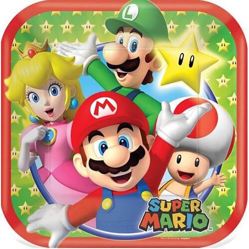 Super Mario Brothers 17cm 8 Pack Square Plate