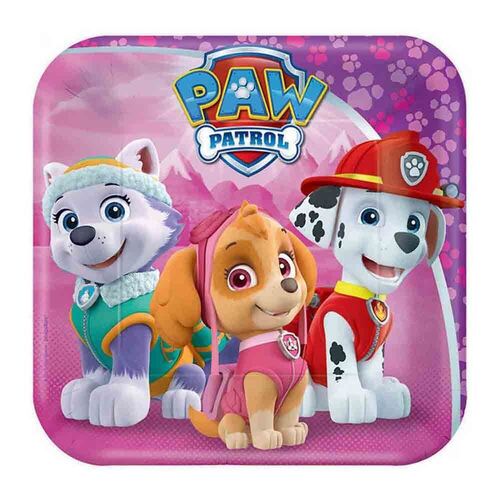 Paw Patrol Girl Square Plates 17cm 8 Pack