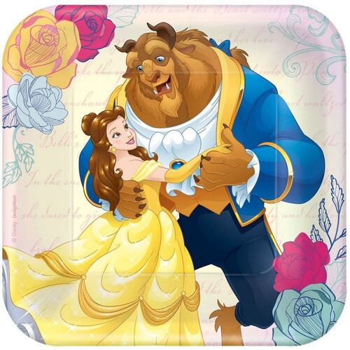 Beauty and the Beast Square Plate 17cm 8 Pack