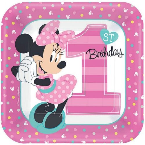 Minnie Fun To Be One 17cm 8 Pack Square Plates