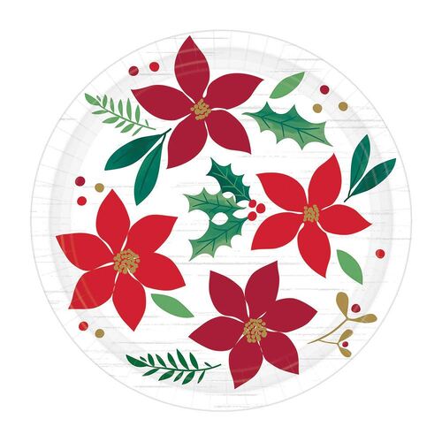 Christmas Wishes Round Paper Lunch Plates 17cm 8 Pack