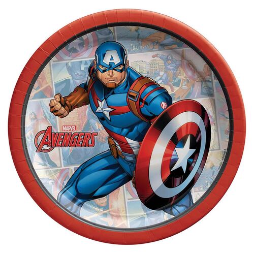 Marvel Avengers Powers Unite Captain America Paper Plates 17cm 8 Pack