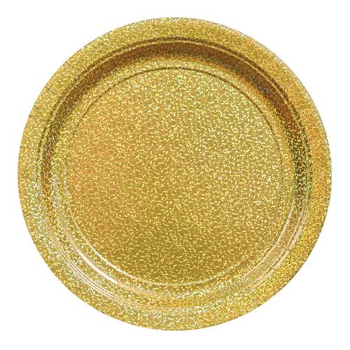 Prismatic Gold Round Paper Plates 17cm 8 Pack