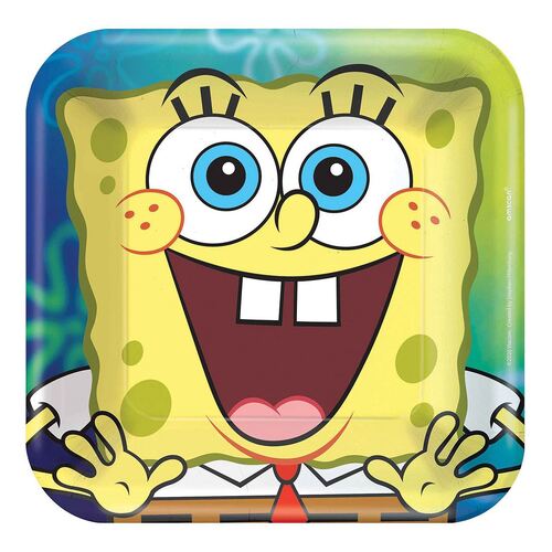 SpongeBob Square Paper Plates 17cm 8 Pack