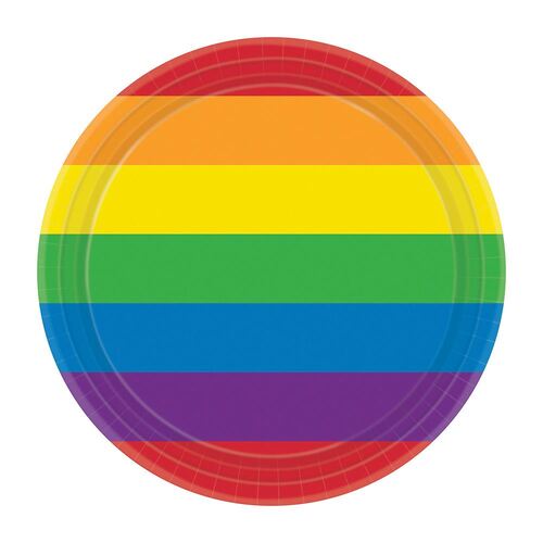 Rainbow Round Paper Lunch Plates 17cm 8 Pack