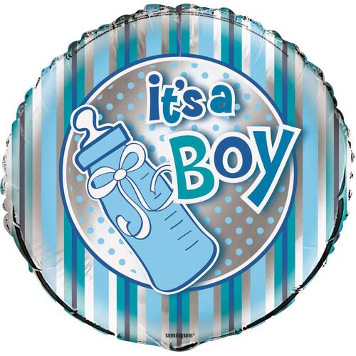 45cm Its A Boy Bottle  Foil Balloon Packaged