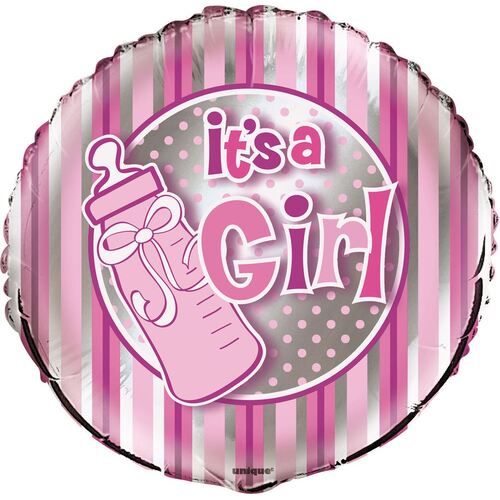 45cm Its A Girl Bottle  Foil Balloon Packaged