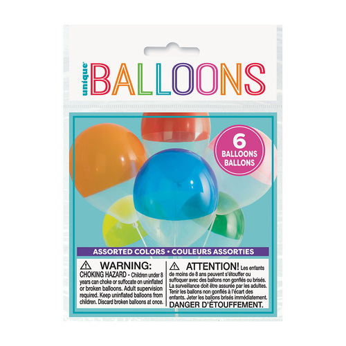 Clear Dipped Two Tone Balloons 30cm 6 Pack