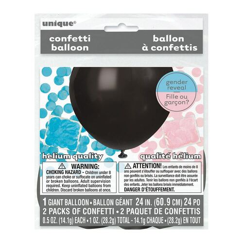 60cm Black Balloon With Pink And Blue Confetti Latex Balloons