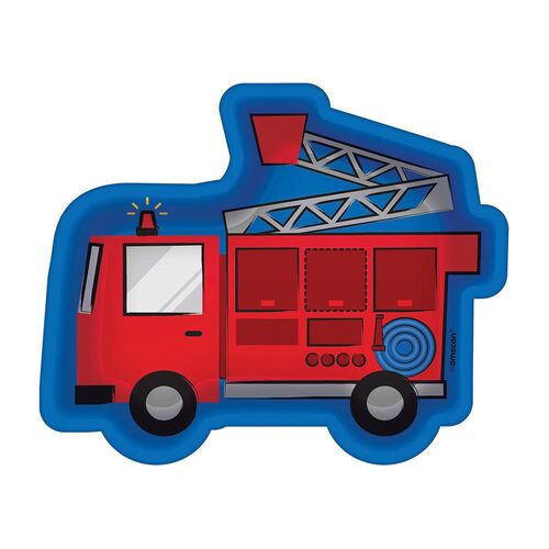 First Responders Fire Truck Shaped Paper Plates 18cm x 22cm 8 Pack