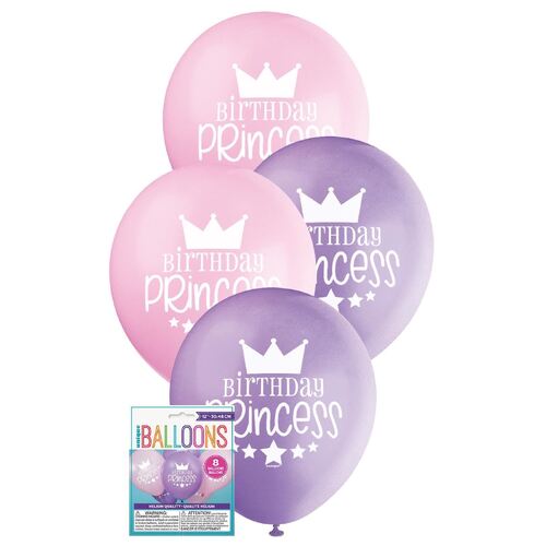 30cm Printed Balloon-Birthday  Printed Balloons 8 Pack