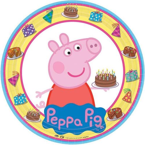 Peppa Pig 23cm 8 Pack Round Plates