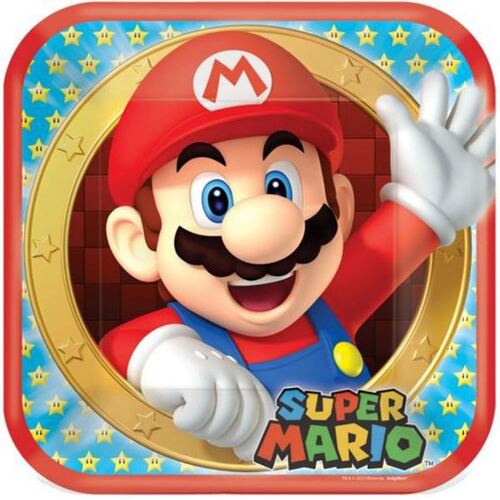 Super Mario Brothers 23cm 8 Pack Square Plates