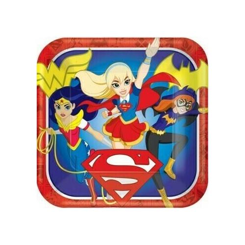 DC Superhero Girls 23cm 8 Pack Square Plates